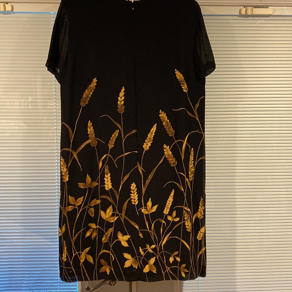 Vintage Evan PICONE black and gold dress size 14 petite - Picture 4 of 6